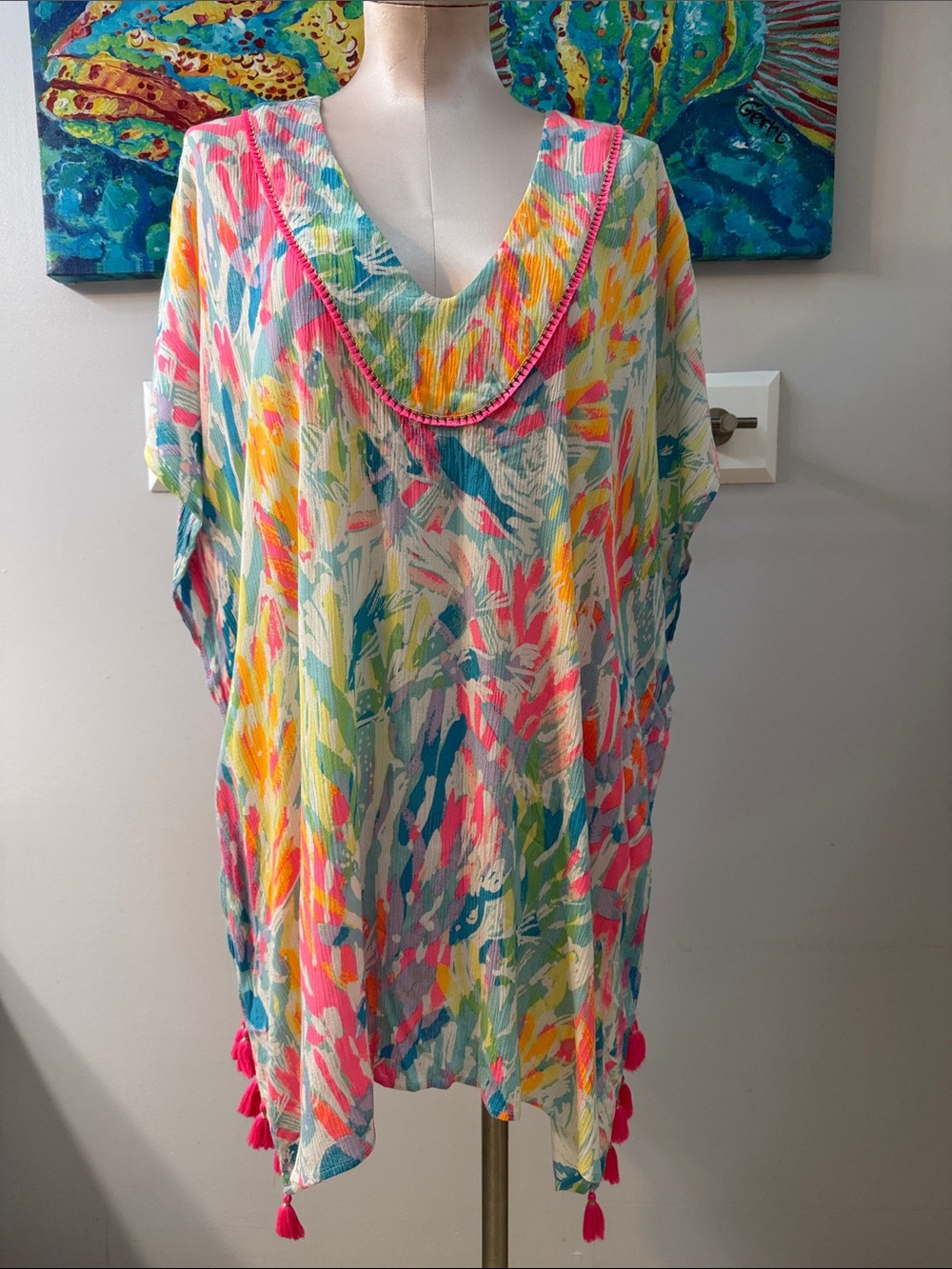 Lilly Pulitzer El Bravo Way Cover Up Tunic Sparkling Sands S/M  EUC